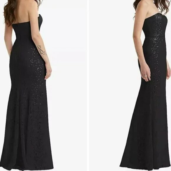 Size 4: NWT Sequin Sweetheart Dessy Collection Vivian Diamond Lace Maxi Dress